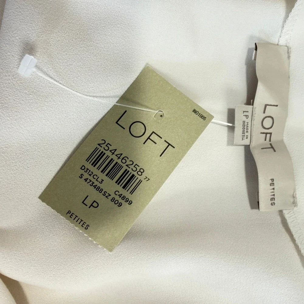 LOFT Ivory Square Neck Puff‎ Sleeve Blouse LP